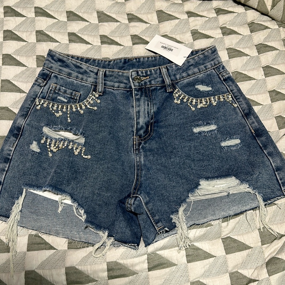 Ryleighs Rhinestone Shorts (Boutique)